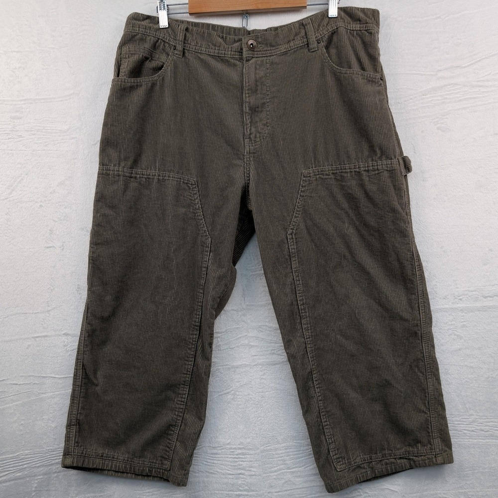 No Boundaries Carpenter Pants Men's 42x26 Gray Corduroy Double Knee Workwear